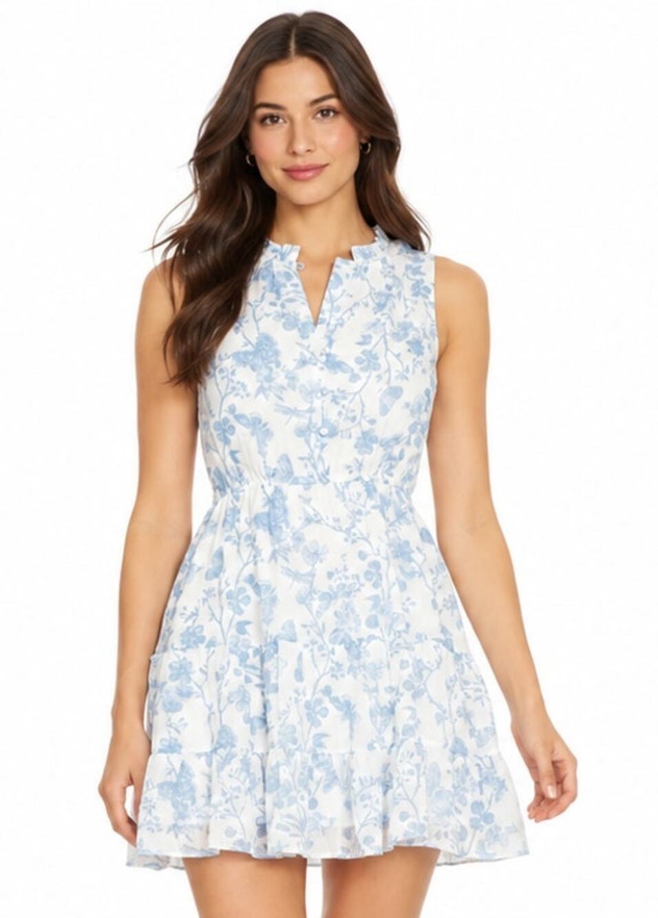 Steve Madden Finley Dress Faded Blue Pleated Ruffle NWT Size XS